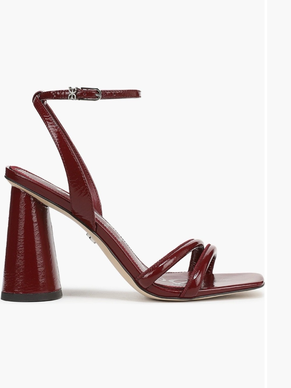 Sam Edelman Red Merlot Patent Leather Ankle-Strap Block Heel Sandals Size 9.5 - Picture 5 of 16